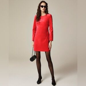 🆕NWT J. Crew Ora Italy — Velvet Long Sleeved Stretch Shift Dress — Size 0 — Red
